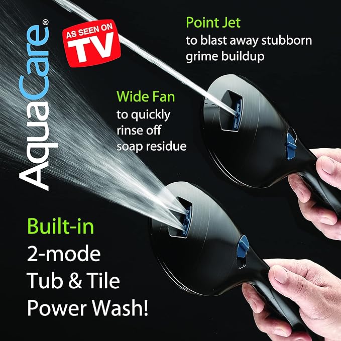 Hotel Spa AquaCare As-Seen-On-TV High Pressure 48-setting Rain & Handheld 3-way Shower Head Combo - Anti-clog Nozzles/Tub, Tile & Pet Power Wash/Extra Long 6 ft. Hose/Matte Black Finish