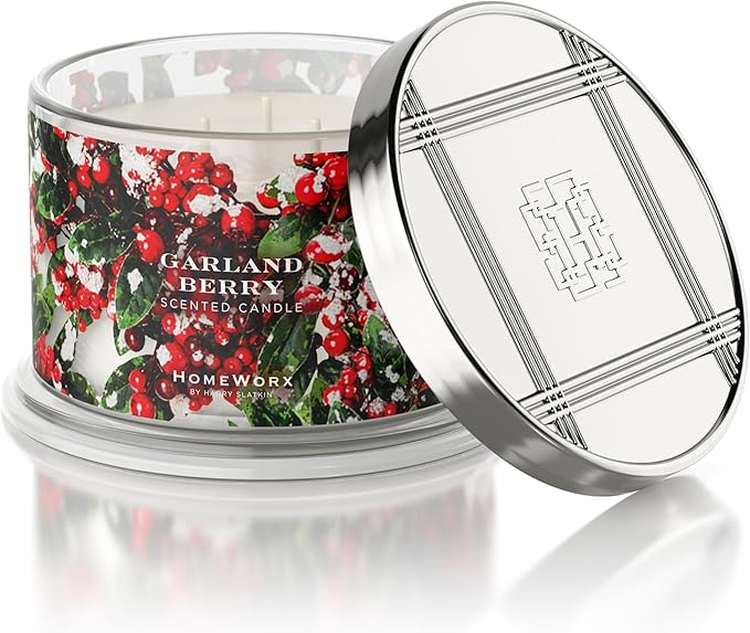 HomeWorx by SLATKIN + CO. Candle- Garland Berry, 18 oz. Premium Scented Candle - 30-55 Hours Burn Time