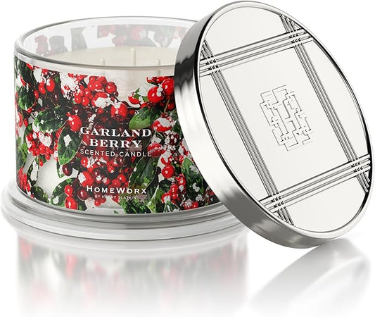 HomeWorx by SLATKIN + CO. Candle- Garland Berry, 18 oz. Premium Scented Candle - 30-55 Hours Burn Time