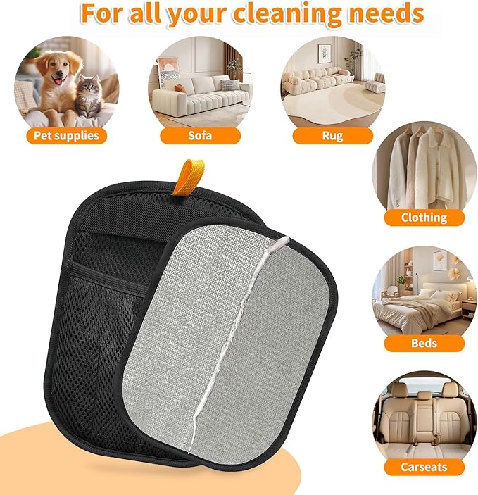 2025 Newly Upgraded Five-Finger Electrostatic Pet Hair Remover Glove for Cats & Dogs Reusable Pet Hair Remover Tool for Clothing, Couch, Carpet, Furniture, Car Seat 3