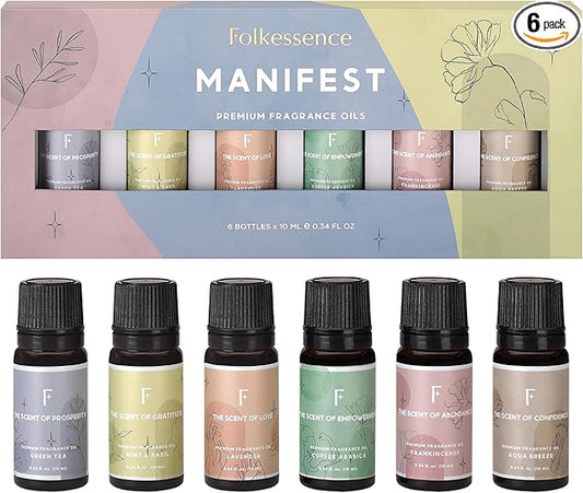 Folkulture Essential Oils for Diffuser for Home | Set of 6 Essential Oil Set | Essential Oil for Candle Making | Essential Oils for Soap Making - Frankincense, Lavender Oils for Relaxation