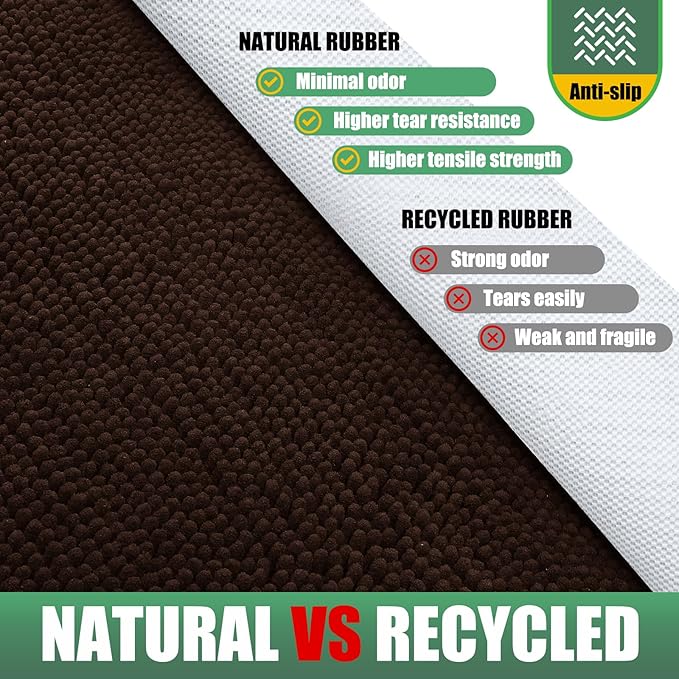 IM HOME Chenille Absorbent Outdoor Doormat 71" x 25", Washable Muddy Door Mats for Dog Non Slip Indoor Doormat Dog Mat for Muddy Paw Front Inside Doormats for Entryway Brown