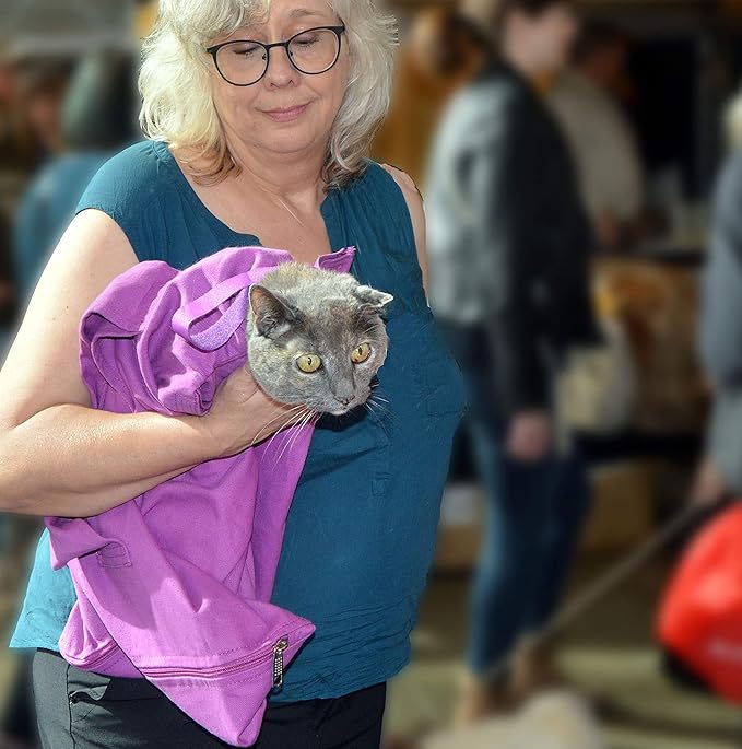 Cat-in-the-Bag Cozy Comfort Carrier - Extra Small Lavender Pet Carrier and Cat Carrier Soft for Grooming, Vet Visits, Medication Administration, Dental Care, and Nail Trimming