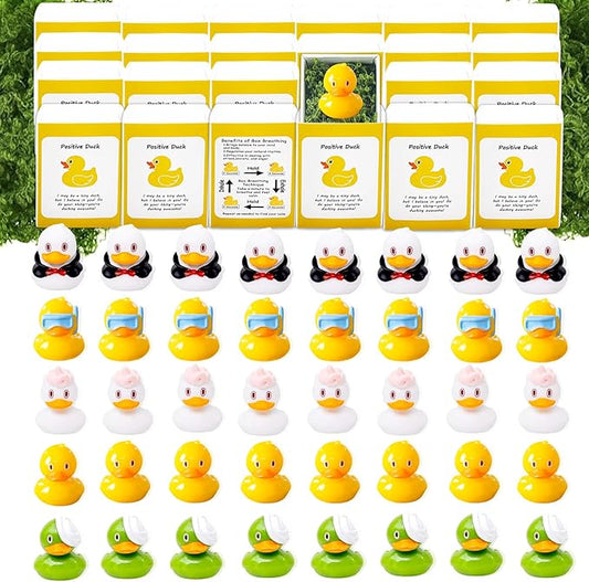 10 Set Positive Duck Gifts Bulk Employee Appreciation Gifts Box Breathing Gift Bulk for Coworker Team Back to Desk Pets Thank You Teacher Duck Ornaments with Cheer up Card Box