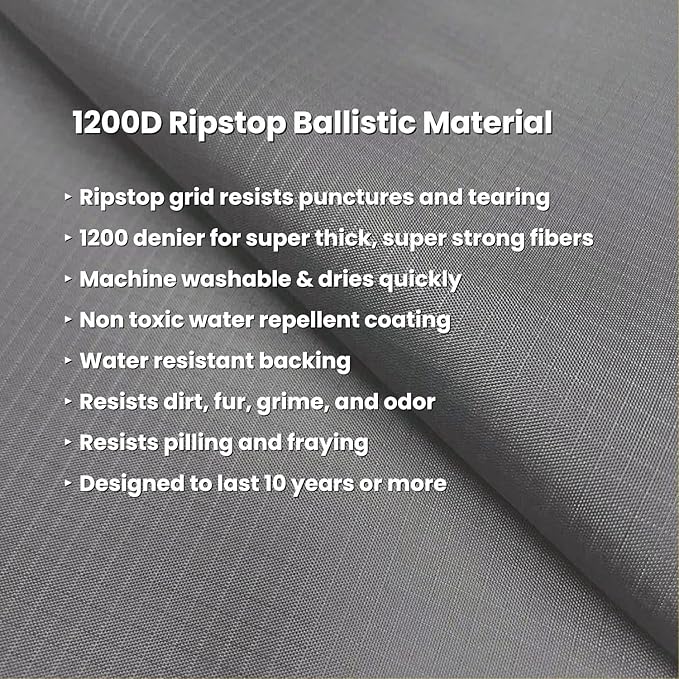 K9 Ballistics Tough Ripstop Dog Crate Pad - Durable, Machine Washable XL Kennel & Travel Mat for Extra Large Dogs, 47 x 29 Fits 48" Wire Crates, Blue Quartz