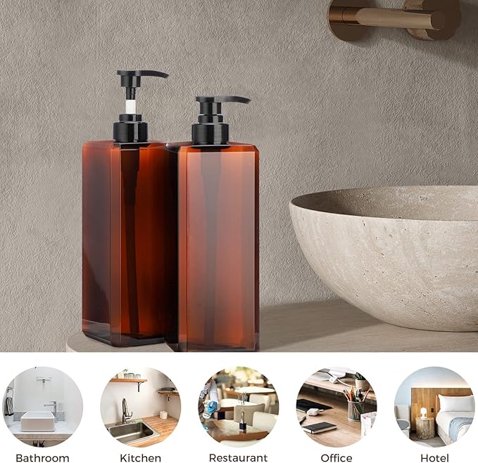 Suream Large Pump Bottles for Shampoo and Conditioner, 3Packs 33.8oz Empty Cosmetic Dispenser with 4PCS Lables, Refillable Shower Press Dispensers for Bathroom, Bedroom, Washroom, Hotel