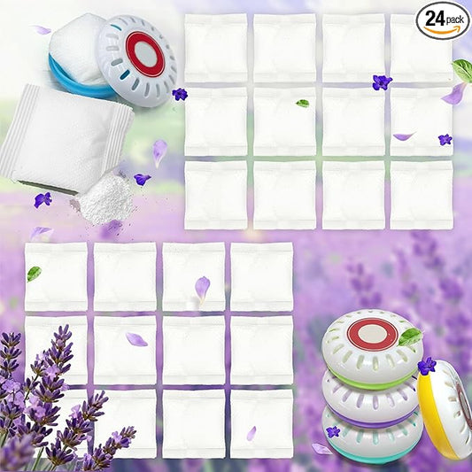 24 PCS Baking Soda Refills For Munchkin Nursery Fresheners, Lavender Scented Deodorizers Odor Absorber Compatible with Arm and Hammer Diaper Pail Deodorizing discs