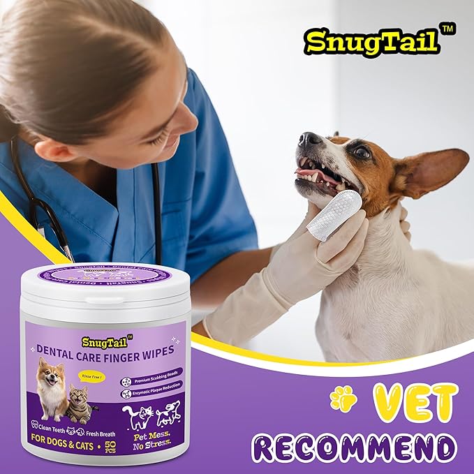 Dog Teeth Cleaning Wipes for Bad Breath – 50 Pcs,Dental Wipes for Dogs & Cats to Remove Plaque, Tartar & Freshen Breath,No-Rinse Toothpaste Alternative,Gentle Gum Care for Puppy, Adult & Senior Pets
