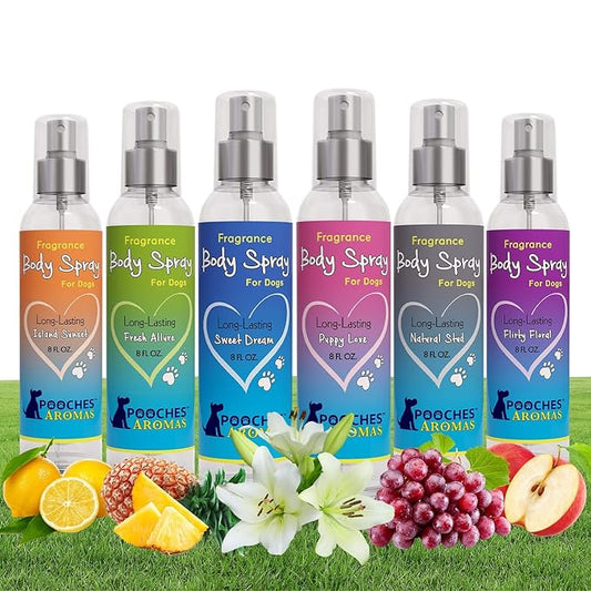 Pooches Aromas Natural Dog Cologne – Premium Deodorizing & Refreshing Grooming Spray for Dogs and Puppies – Long-Lasting Scent to Revitalize Coat & Skin – 8 fl oz (Pack of 6)