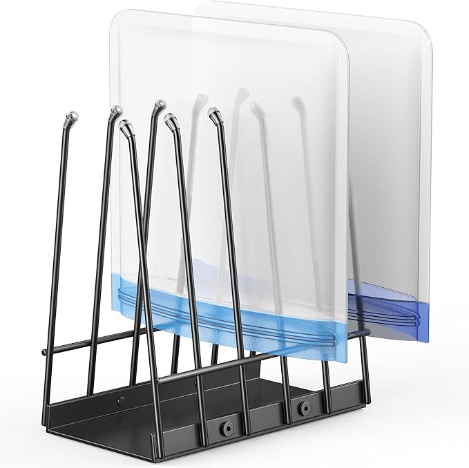 Reusable Bags Drying Rack: Stainless Steel Multiple Kitchen Storage Organizer for Plastic, Gallon, Snack, Sandwich bags, Desktop Book Shelf, Dresser Storage Rack