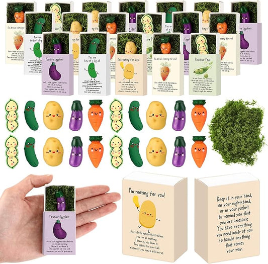 25 Set Employee Appreciation Gifts Bulk Coworkers Thank You Desk Pets Holiday Small Cute Emotional Support Resin Ornaments Card Box for Women Men Adults Office (Potato)