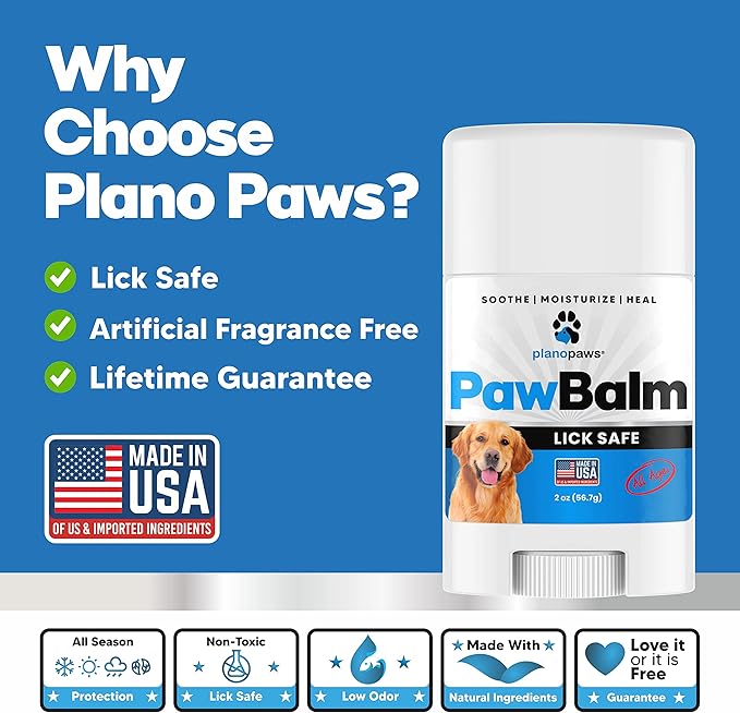 Lick Safe Dog Paw Pad Balm 2 Oz - Dog Nose Balm for Dry Nose - Safe Effective Paw Balm for Dogs to Fix Dry Cracked Paws - Dog Paw Protector from Heat, Sand, Snow - Easy to Use Paw Soother for Dogs