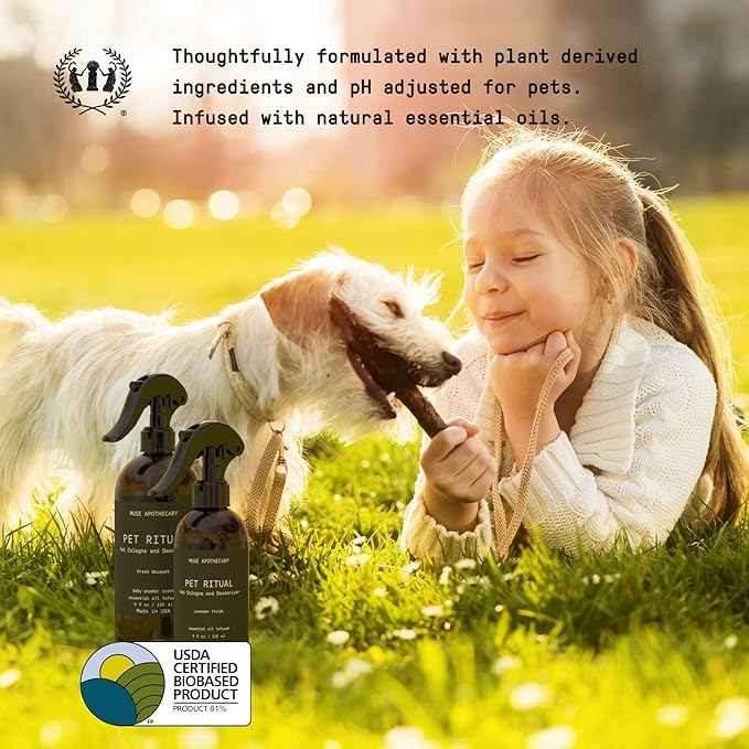 Muse Apothecary Pet Ritual Pet Cologne Spray for Dogs - Dog Perfume Spray Long Lasting After Bath - Pet Perfume for Dogs - Essential Oils Infused - 8oz, Lavender Fields