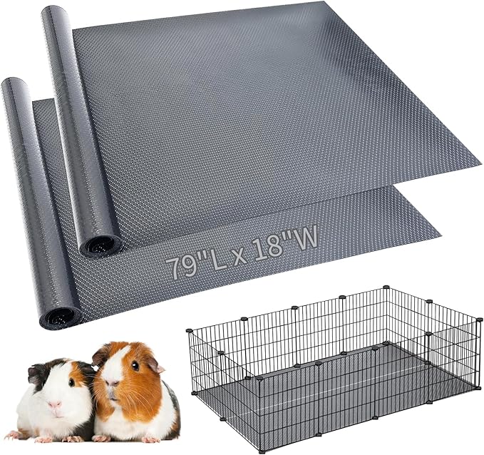 Hamiledyi 2 Packs Guinea Pig Cage Liner Reusable Guinea Pig Bedding Easily Cut to Suit Cage Washable and Anti Slip Guinea Pig Pee Pads for Small Animal Hamster Rat Rabbit Chinchillas (18" x 79" Gray)