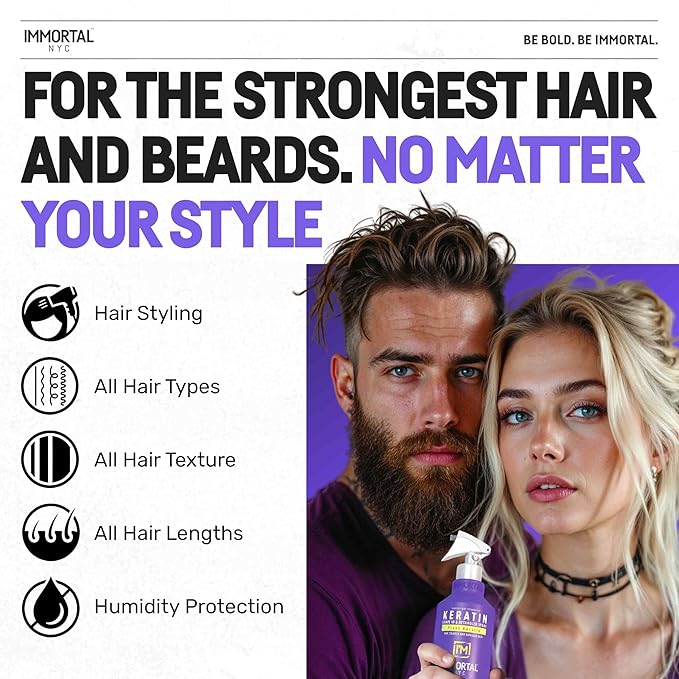 Immortal NYC Keratin, Leave in and Detangler Spray, 17 oz, For Colored and Damaged Hair