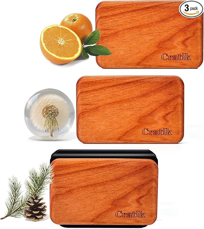 Car Air Freshener - Wood Air Freshener - Car Odor Eliminator for Visor Clip-Variety Scent Refill, Vehicle Scent Diffuser for Cabin, Truck & SUV - Pack of 3 (Grove-Pine-Open air)-CLIP INCLUDED