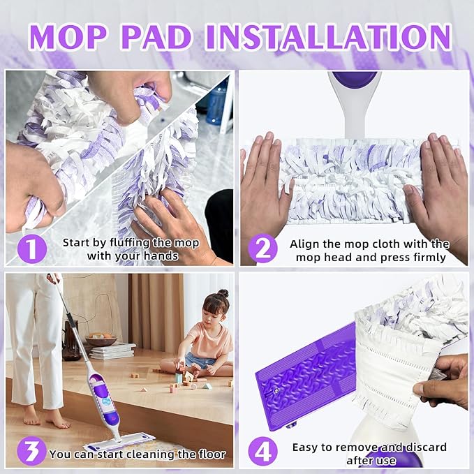 40 Count ‌Disposable Heavy-Duty Power Mop Pads Refills for Swiffer Power Mop,Replacement Floor Cleaning Refills, Non-Washable & Unscented, Compatible with Swiffer PowerMop (Quick-Absorb, No Residue)