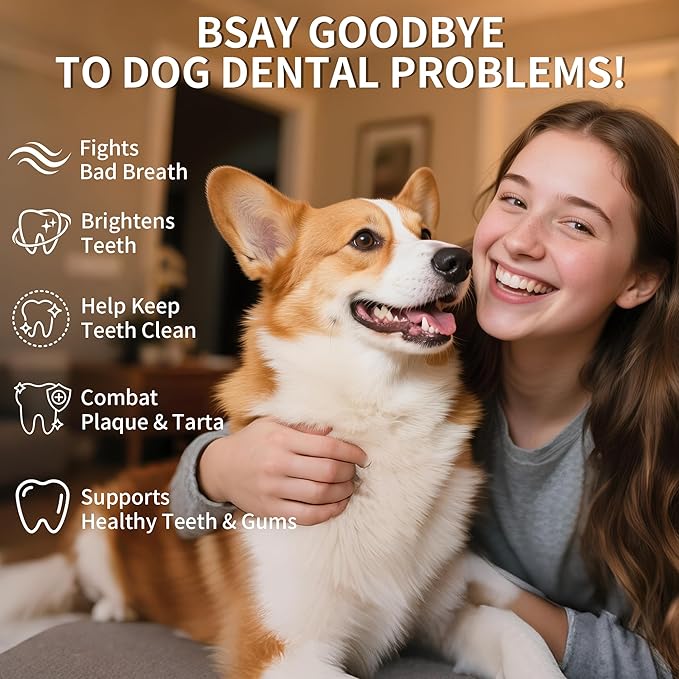 2 Pack Dog Dental Powder, Dog Teeth Cleaning Powder with Natural Herbal Blend, Plaque Off Pet Tooth Cleaning lab co, Targets Tartar & Reduces Plaque & Bad Breath for Dogs & Cats, Mint -150Grams