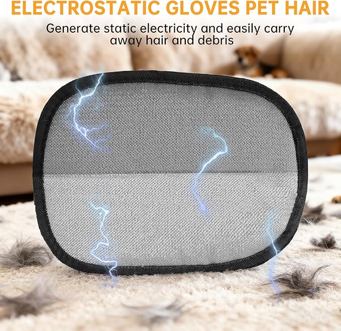 Pet Hair Removal Glove, 2025 Newly Upgraded Electrostatic Pet Hair Remover Glove with Comb, Magic Brush Pet Hair for Clothing, Sofa, Carpet, Car Seat (2 Pack)