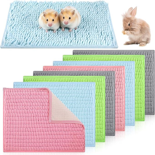 SHENLIU 8Pcs Guinea Pig Cage Liner 16x12 Inch Rabbit Cage Liner Bedding Reusable Guinea Pig Mat Pad Washable Training Pad Animal Sleeping Bedding Mat for Small Animals, Bunny (Gray, Green, Pink, Blue)