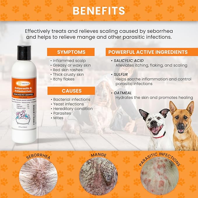 Healthy Paw Life Antiparasitic & Antiseborrheic Dog Shampoo (8 fl oz)