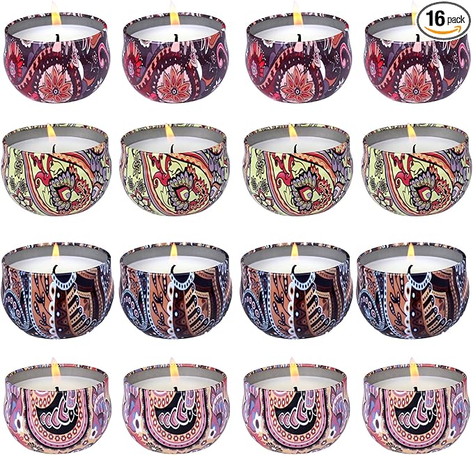 16 Pack Scented Candles Gift Set, Natural Soy Wax Travel Tin Candles for Home Scented, Ideal for Christmas, Birthday, Thanksgiving, Valentines Day Gifts