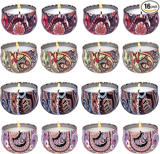 16 Pack Scented Candles Gift Set, Natural Soy Wax Travel Tin Candles for Home Scented, Ideal for Christmas, Birthday, Thanksgiving, Valentines Day Gifts