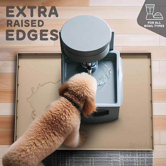 32x24x1” XL Dog Food Mat - All Purpose Under Sink Liner, Washer and Dryer Covers for The Top, Silicone Griddle Mat for Blackstone - Raised Edges Dog Mat for Food and Water Prevent Spill, Waterproof