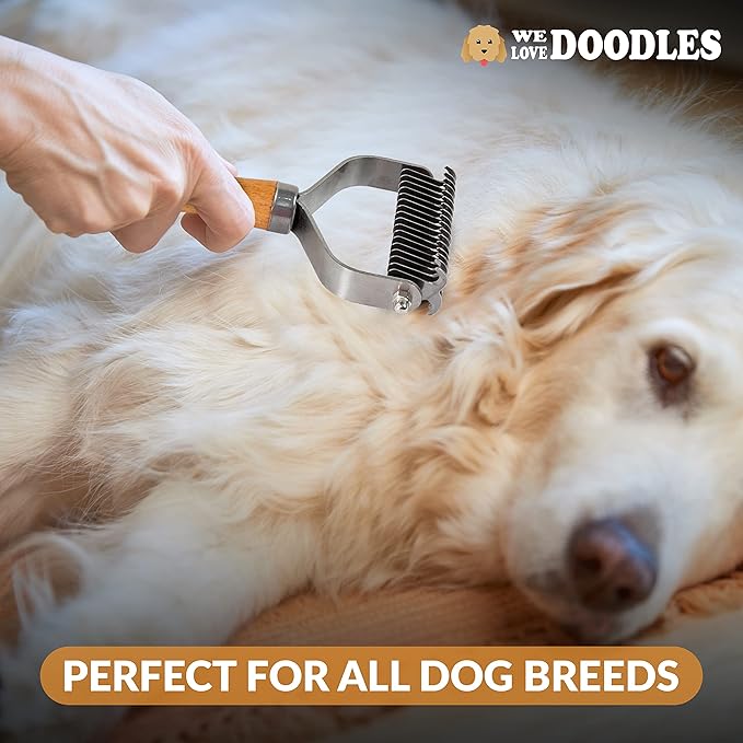 We Love Doodles Premium 3-in-1 Sensitive Skin Dog Shampoo & Pet Dematting Comb - for Allergies, Itching, Scratching, Anti-Itch with Oatmeal & Aloe, Undercoat Rake for Detangling Thinning & Shedding