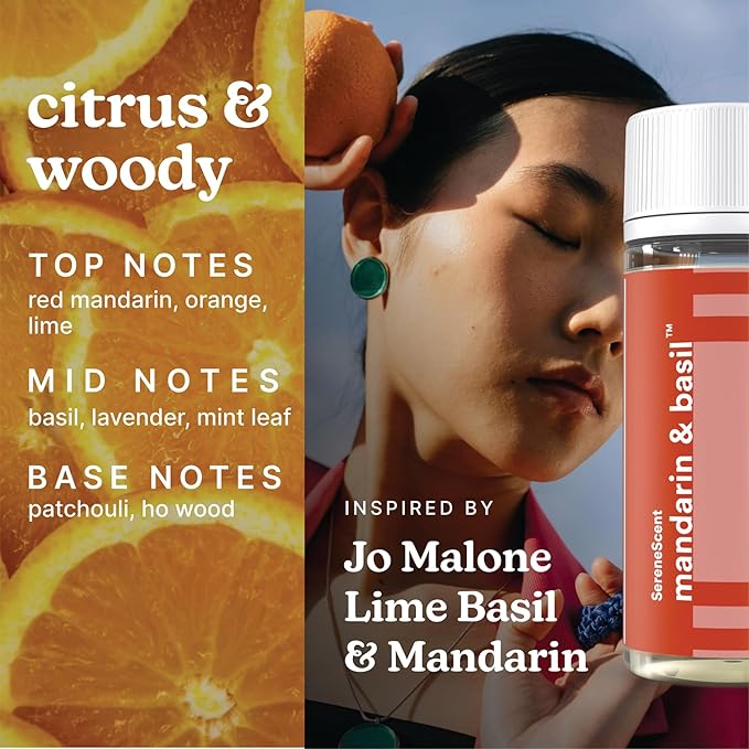 SereneScent Essentials 3-Pack Oils, 60ml Fragrance Oils for Diffusers – Mandarin Basil, Miami Sunset, Vanilla Cedarwood – Natural, Plant-Based, Long-Lasting Aromatherapy Scents by Homedics