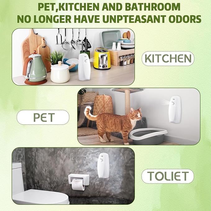 Automatic Air Freshener Spray Dispenser Home indoor Wall Mounted Automatic Spray Dispenser Air Freshener Spray, Commercial and Home Use, Bathroom, Hotel, Office and Public Area (White, 8 Pcs)