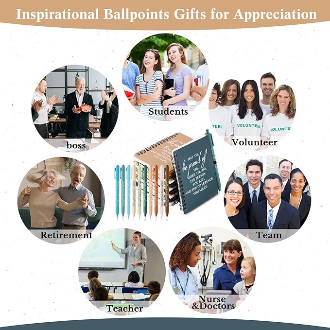 Honoson 50 Sets/100 Pcs Medical Assistant Employee Appreciation Gifts May You Be Proud The Work Notebook with Ballpoint Pen Inspirational Journals Bulk Thank You Gifts for Team Coworker (Novel Color)