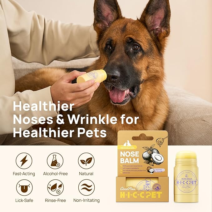 HICC PET Nose Balm for Dogs and Cats, Vet-Recommended Moisturizes, Soothes, Repairs Dry & Cracked Skin, Dog Wrinkle Butter Cream for Frenchies with Fermented Coconut Oil, Horse Hoof, Joint Care