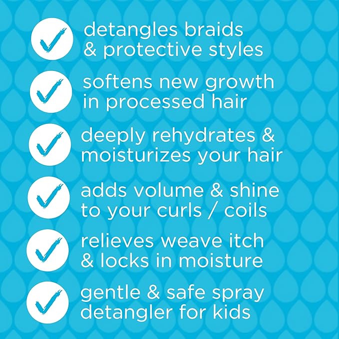 Rehydrating Mist & Hair Detangler Spray – Natural Leave In Conditioner Spray with Aloe Vera & Lavender for Dry, Curly, Coily, Matted or Damaged Hair for Women, Men & Kids – Vegan – 8 fl oz