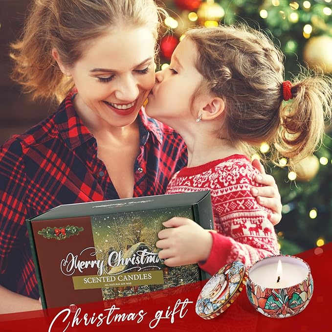 12 Pack Christmas Candles for Women Men: Long Lasting Winter Candle Set, Holiday Scented Candles for Home Scented, Soy Candle Gift Set for Bath Meditation Relaxing, Birthday Christmas Gifts Home Decor