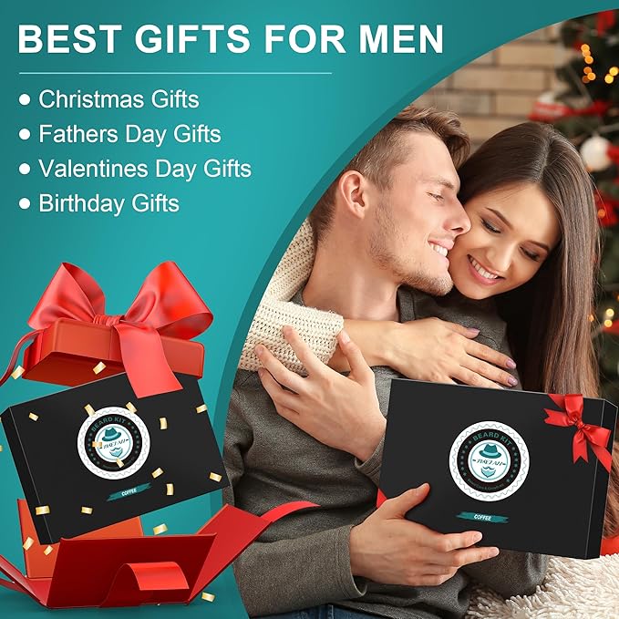 XIKEZAN Beard Care & Grooming Sets w/2 Pack Beard Oils, Conditioner, Wash, Balm, Wash, Scissors, Brush, Comb, Stocking Stuffers for Men Him Valentines Fathers Gifts for Dad,Christmas Gifts