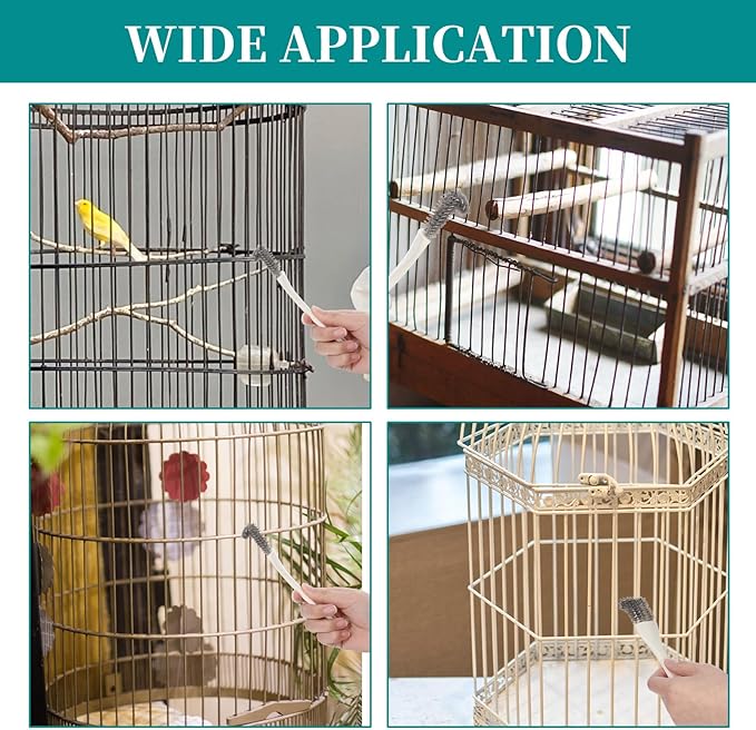 2Pcs Bird Cage Long Handle Shovel Cleaner, Easy Bird Droppings Removal Brush for Parrot & Pet Cages & Bird Perch Bird Cage Tool Accessories Supplies