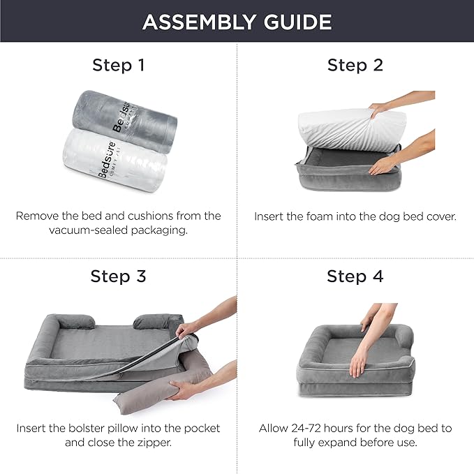 Bedsure XL Plus Orthopedic Dog Bed for Extra Large Dogs - Waterproof XLarge Dog Cat Bed, Comfort Couch Sofa with Washable Removable Cover, Pet Bed with Nonskid Bottom, Long Faux Fur-Multi Color, 48"