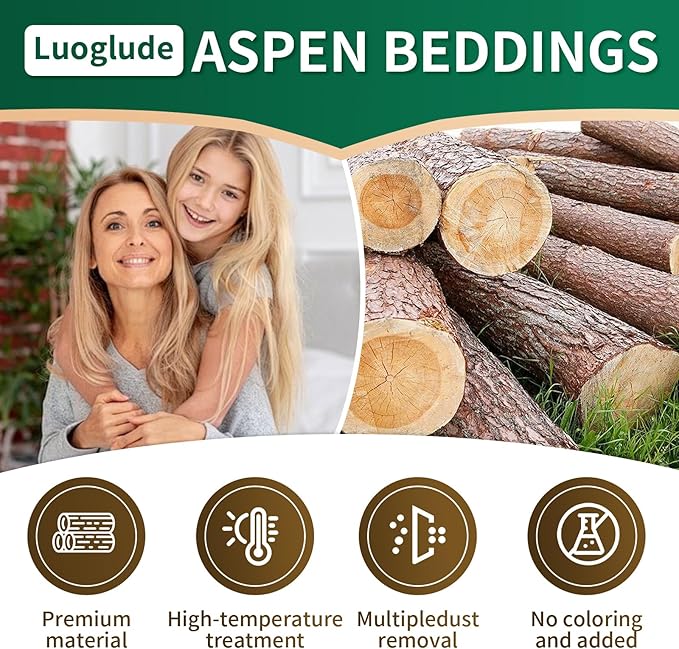 35oz Natural Aspen Wood Pet Bedding – Low Dust, Odor Control & Ultra Absorbent Shavings for Hamsters, Parrots, Guinea Pigs & Small Animals