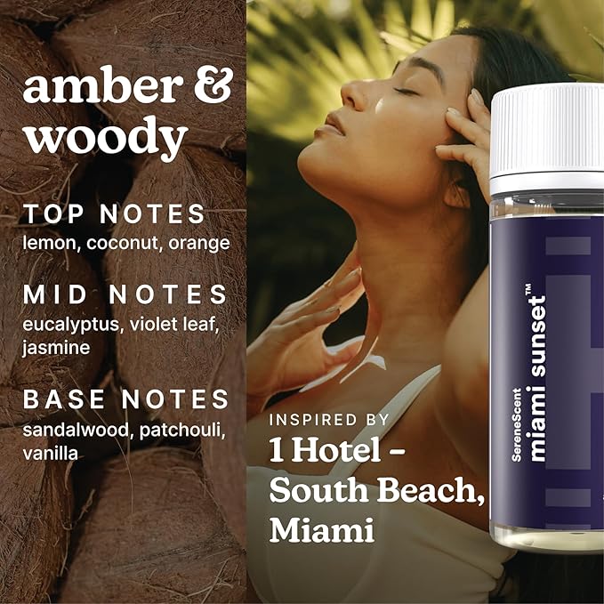 SereneScent Essentials 3-Pack Oils, 60ml Fragrance Oils for Diffusers – Mandarin Basil, Miami Sunset, Vanilla Cedarwood – Natural, Plant-Based, Long-Lasting Aromatherapy Scents by Homedics