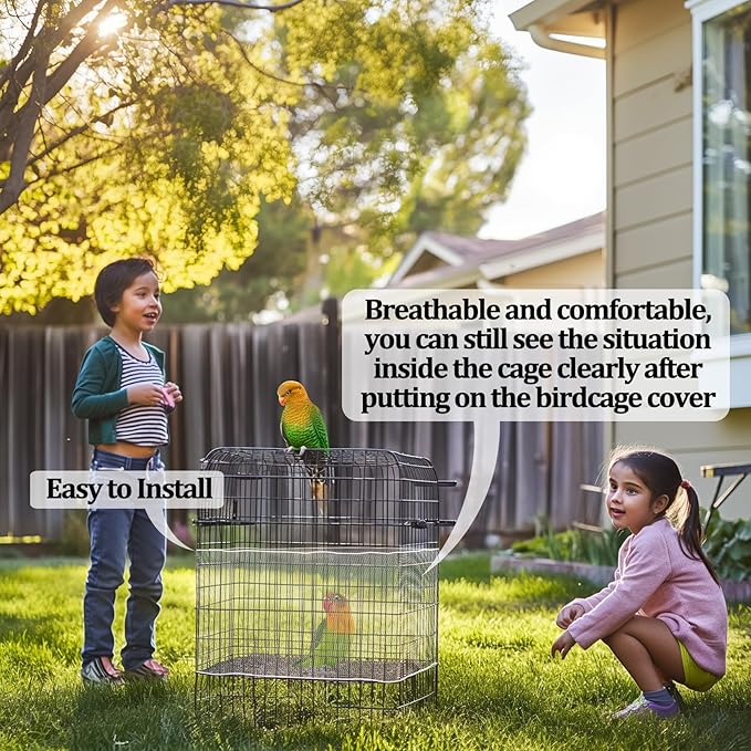 2 Pcs Bird Cage Cover - Bird Cage Seed Catcher Bird Net Bird Cage Skirt Nylon Nesh Bird Cage Net for Round Square Canary Parakeet Cockatiel Pigeon Budgie Quail Large Tall Big Bird Cage