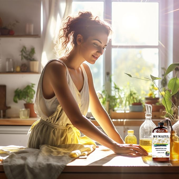 Jasmine Essential Oil, Jasmine Oil 8 Fl Oz 240ML for Diffuser Humidifier Yoga Cleaning DIY Candle Soap Making Essential Oils