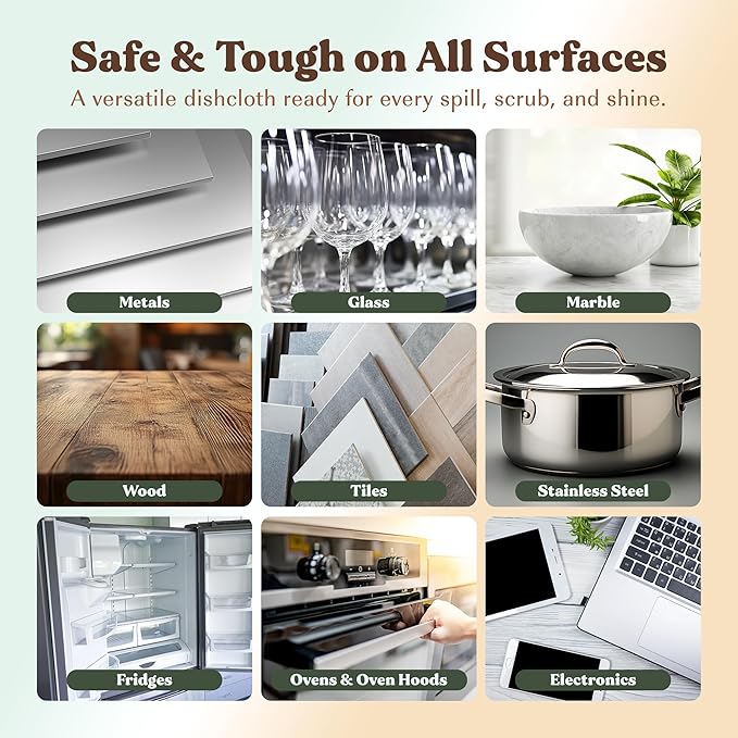 FEBU Swedish Dishcloths for Kitchen | 5 Pack Eastern Reusable Paper Towels Washable | Swedish Dish Towels | Non-Scratch Cellulose Sponge Cloths | No Odor, Biodegradable Cleaning Cloths