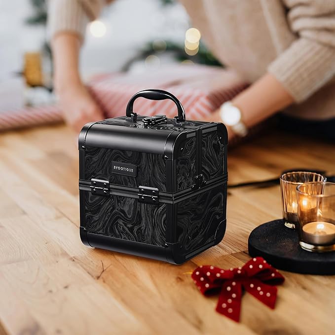 BYOOTIQUE Cosmetology Makeup Train Case 2-Tier Trays Portable Cosmetic Hairstylist Traveling Bag Storage Organizer Lockable Tattoo Box with Mirror for Artist Nail Tech,CoyoteButtes Shadows