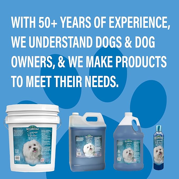Bio-Groom Super Whitening Dog Shampoo - Whitening Pet Shampoo, Bathing Supplies, Puppy Wash, Grooming Supplies, Cruelty-Free, Made in USA, Coat Brightener Shampoo - 2.5 Gallons