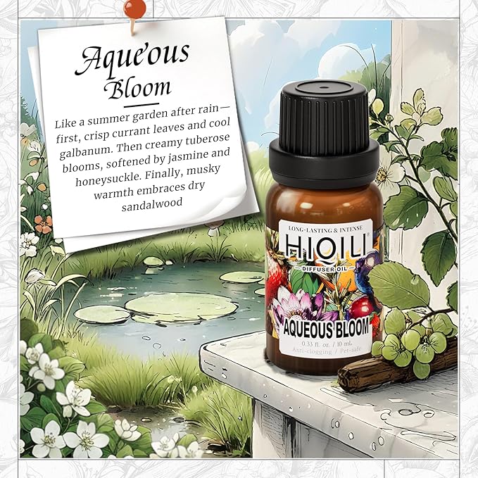 HIQILI Aqueous Bloom Diffuser Oil for Humidifier, Pets & Home, Long - Lasting Scent for Large Spaces, DIY & More - 0.34 Fl Oz