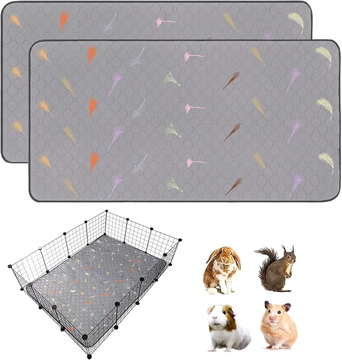 2Pcs Guinea Pig Cage Liners,Guinea Pig Fleece Cage Liners36''X48'' Super Absorbent Washable Pee Pads Reusable for Rabbit Hamster Chinchilla