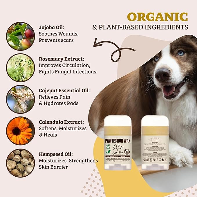 Dog Paw Balms – Organic Lick-Safe Paws Balm, Moisturizing Dogs Paw Protector for Cracked Paws & Dog Nose Balm – Soothing, Plant-Based Pet Balm Dogs & Cats with Natural Scent