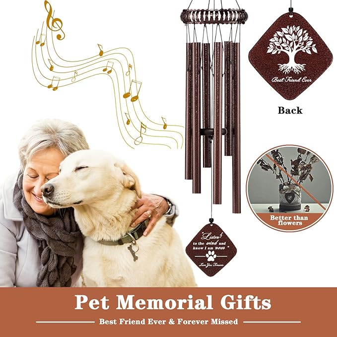 28" Pet Memorial Wind Chime, Dog Memorial Gifts for Loss of Dog, Passing Away Sympathy Bereavement Remembrance Pet Gift