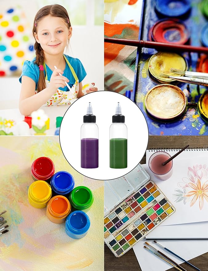 20 Pcs 2oz Plastic Squeeze Bottles with Twist Top Cap, 60ml Clear Dispensing Bottles, Empty Squirt Bottle for Liquids, Sauces, Arts, Crafts, Travel